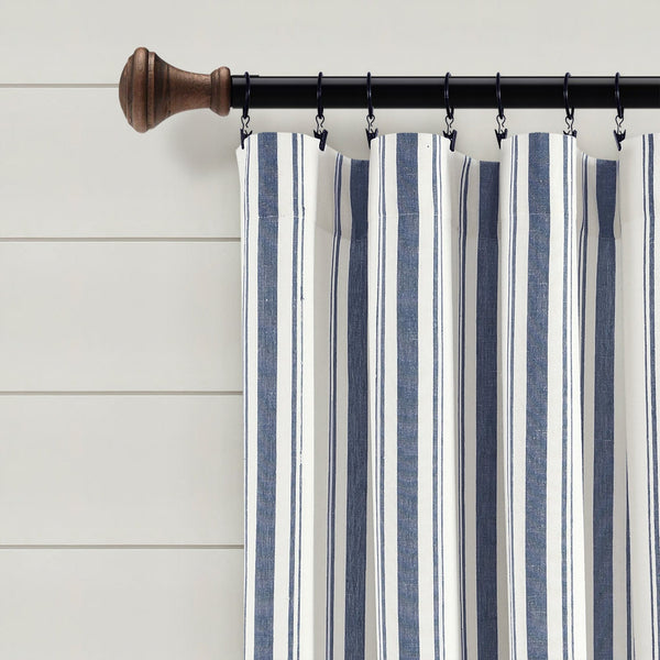 Farmhouse Stripe Yarn Dyed Recycled Cotton Blend Window Curtain Panel Set