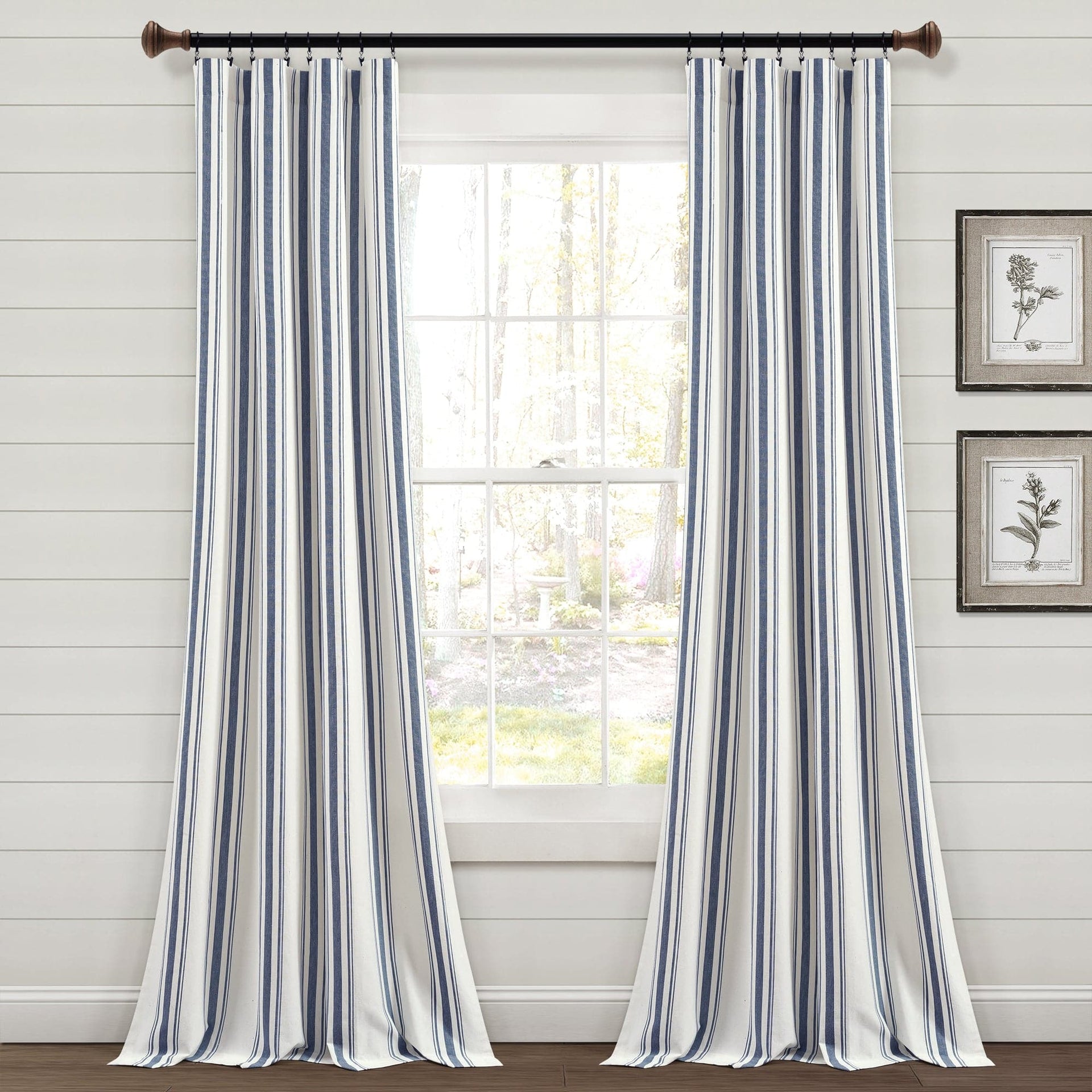 Farmhouse Stripe Yarn Dyed Recycled Cotton Blend Window Curtain Panel Set