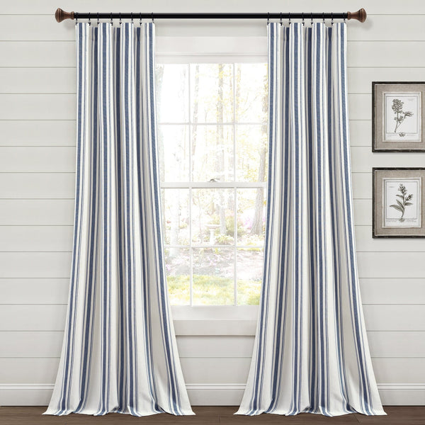 Farmhouse Stripe Yarn Dyed Recycled Cotton Blend Window Curtain Panel Set