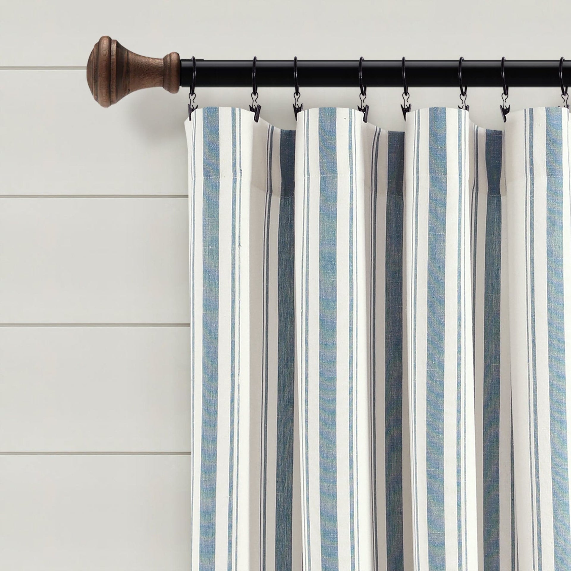 Farmhouse Stripe Yarn Dyed Recycled Cotton Blend Window Curtain Panel Set