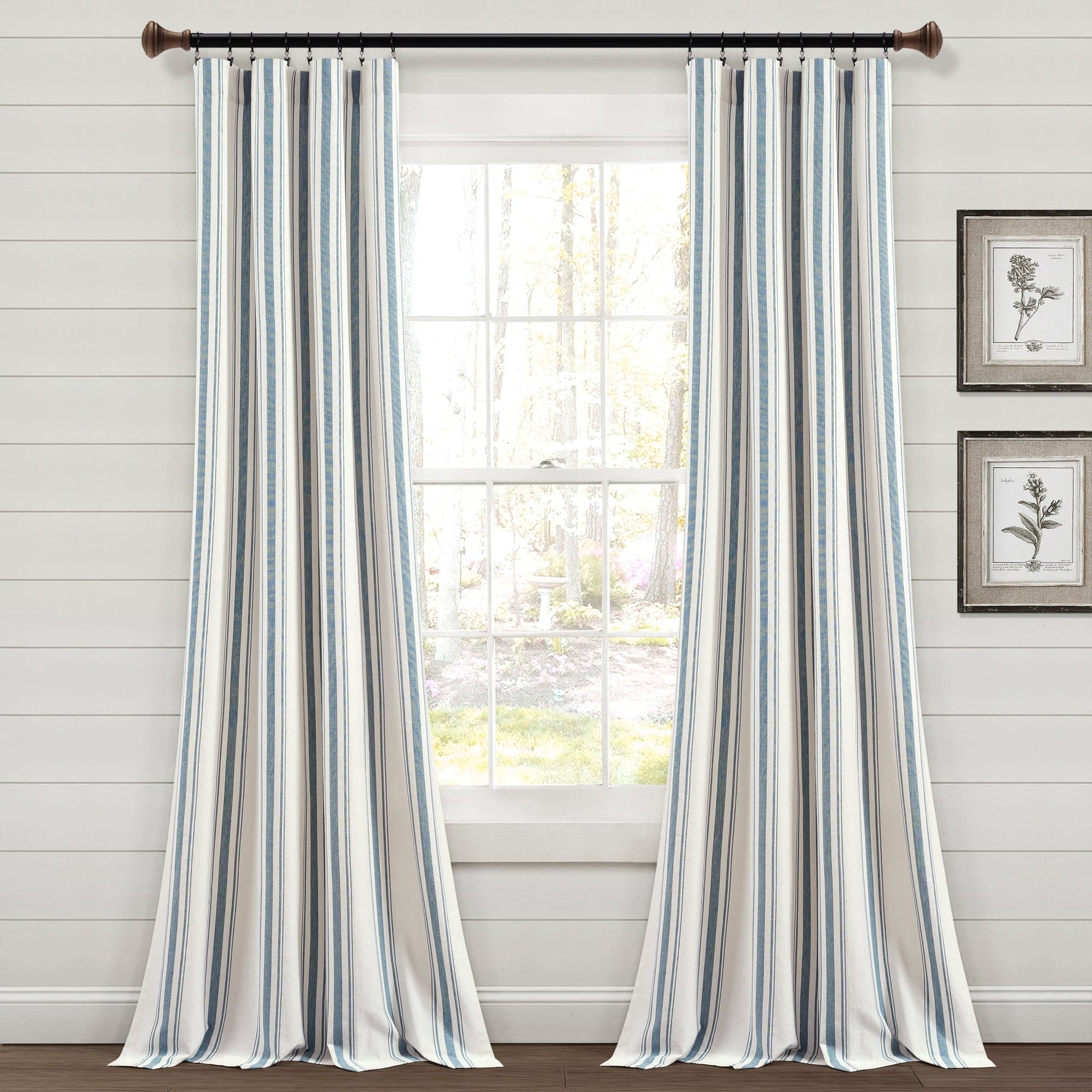 Farmhouse Stripe Yarn Dyed Recycled Cotton Blend Window Curtain Panel Set