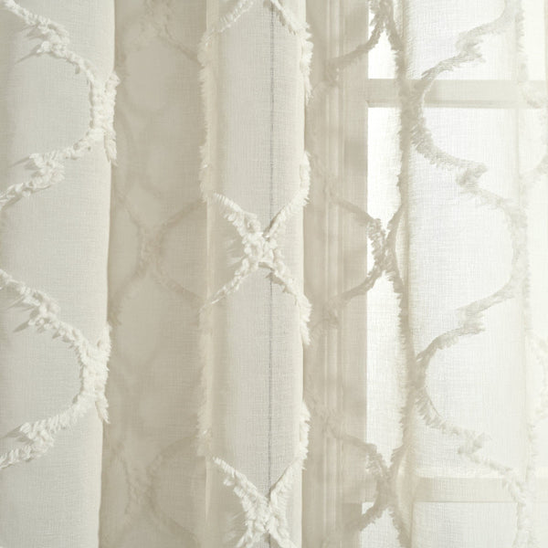 Avon Trellis Grommet Sheer Window Curtain Panel Set