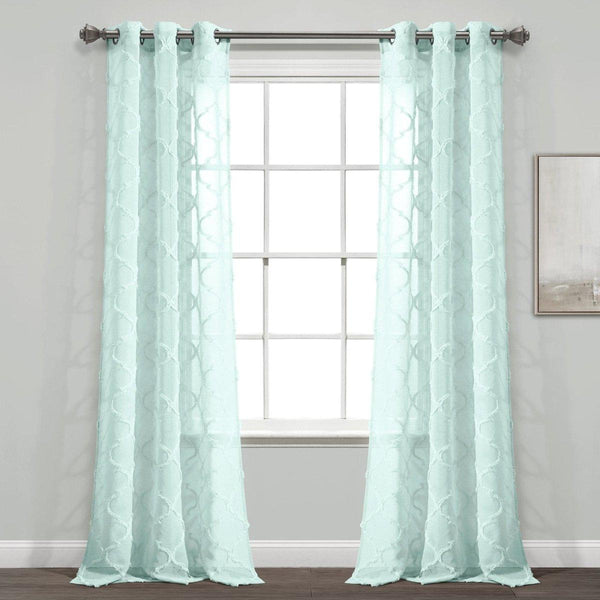 Avon Trellis Grommet Sheer Window Curtain Panel Set