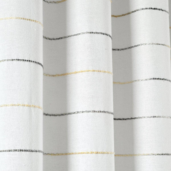 Ombre Stripe Yarn Dyed Recycled Cotton Blend Window Curtain Panel Set