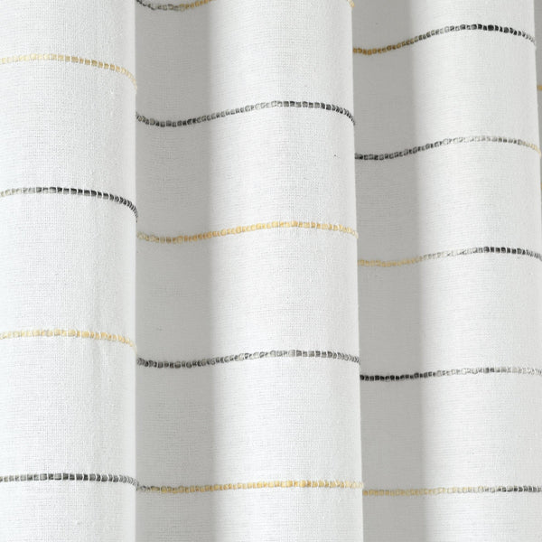 Ombre Stripe Yarn Dyed Recycled Cotton Blend Window Curtain Panel Set