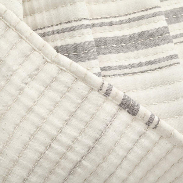 Farmhouse Stripe Kantha Pick Stitch Yarn Dyed Cotton Woven Blanket/Quilt/Coverlet