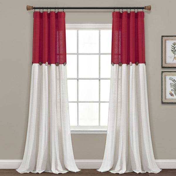 Linen Button Window Curtain Panel