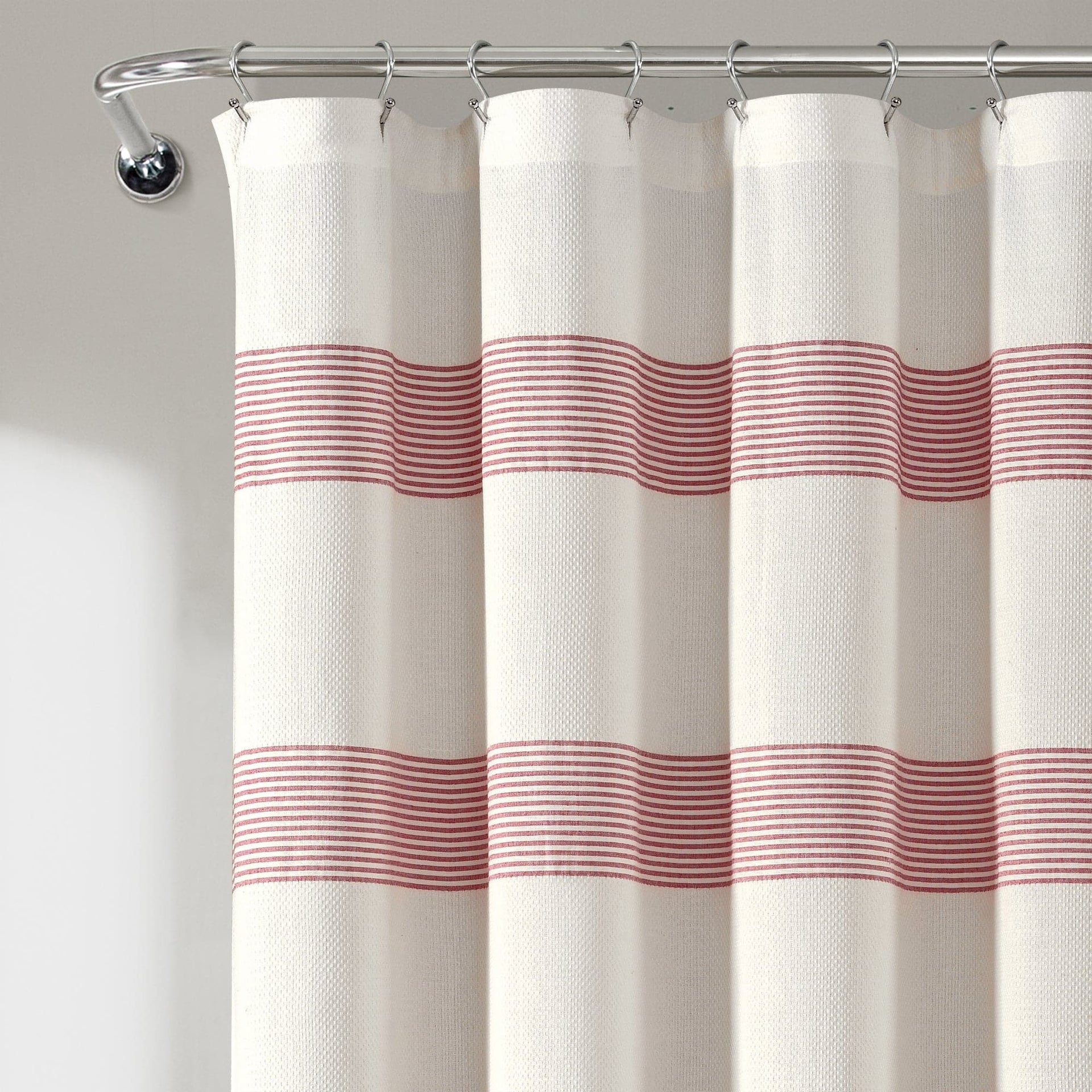 Tucker Stripe Yarn Dyed Knotted Tassel Shower Curtain