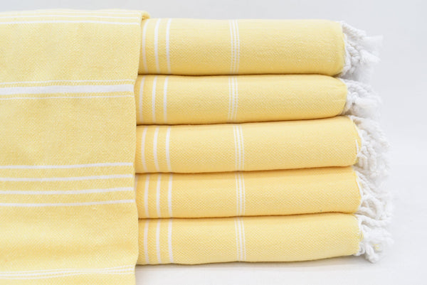 Yellow Monaco Turkish Towel – Lightweight Quick Dry Beach & Bath Towel, Luxury Turkish Cotton Spa Towel, Travel & Pool Towel