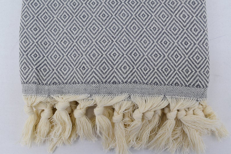 Dotty Diamond Grey Turkish Towel