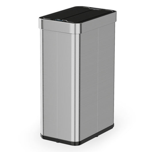 16 Gallon Trash Can with Wing Lids for Bedroom Bathroom Kitchen-Silver