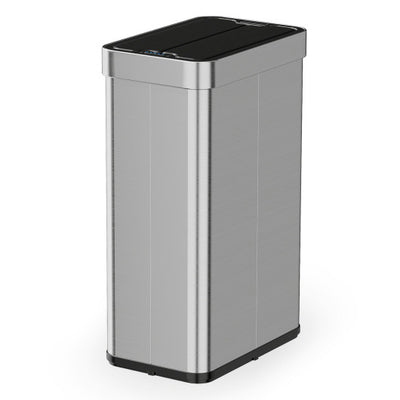 16 Gallon Trash Can with Wing Lids for Bedroom Bathroom Kitchen-Silver