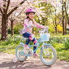 16 Inch Kids Bike Adjustable with Basket and Streamers Blue for Kids Aged 4-7 Years Old - Princess of the Sea Theme - Blue