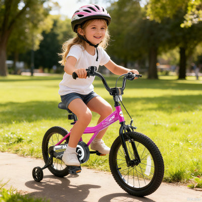 16-Inch Kids Bike with Removable Training Wheels Pink-Brave Hero