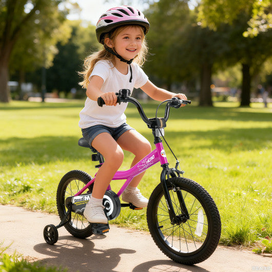 16-Inch Kids Bike with Removable Training Wheels Pink-Brave Hero