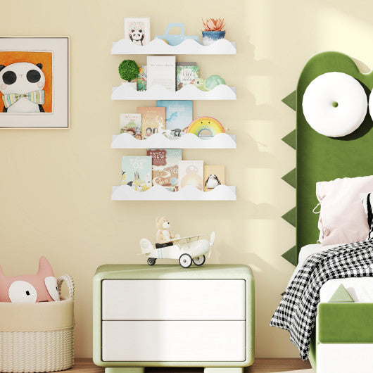 16 Inch Kids Bookshelf Set of 4 Floating Nursery Book Shelves for Decoration Book Toy Storage-White