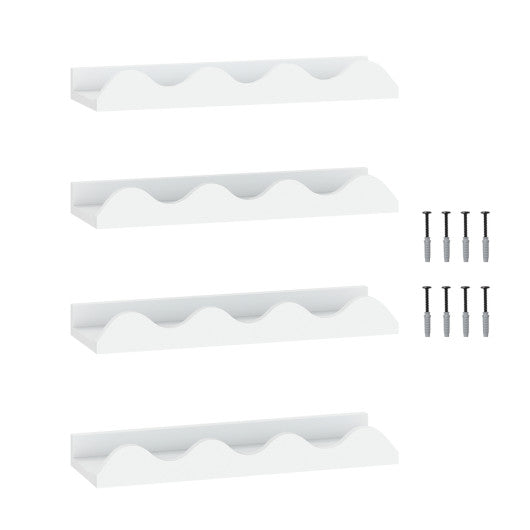 16 Inch Kids Bookshelf Set of 4 Floating Nursery Book Shelves for Decoration Book Toy Storage-White