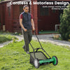 16 Inch Push Lawn Mower with 5 Steel Blades and Grass Catcher Bag-Green - Green