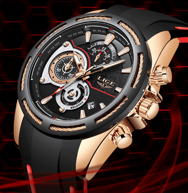 Men's Waterproof Modern Watch With Rubber Straps Multifunction Watches Unique Design Perfect Gift