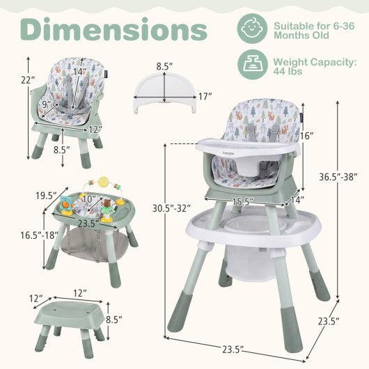 16-in-1 Baby High Chair with Activity Center and Booster Seat for Babies and Toddlers-Light Green
