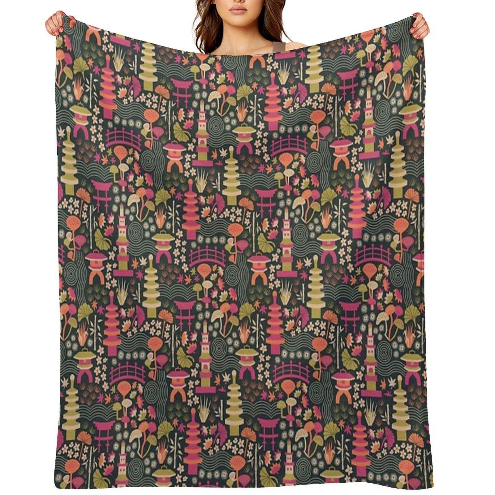 Zen Garden Based on The Japanese Tea Garden in Golden Gate Park Throw Blanket