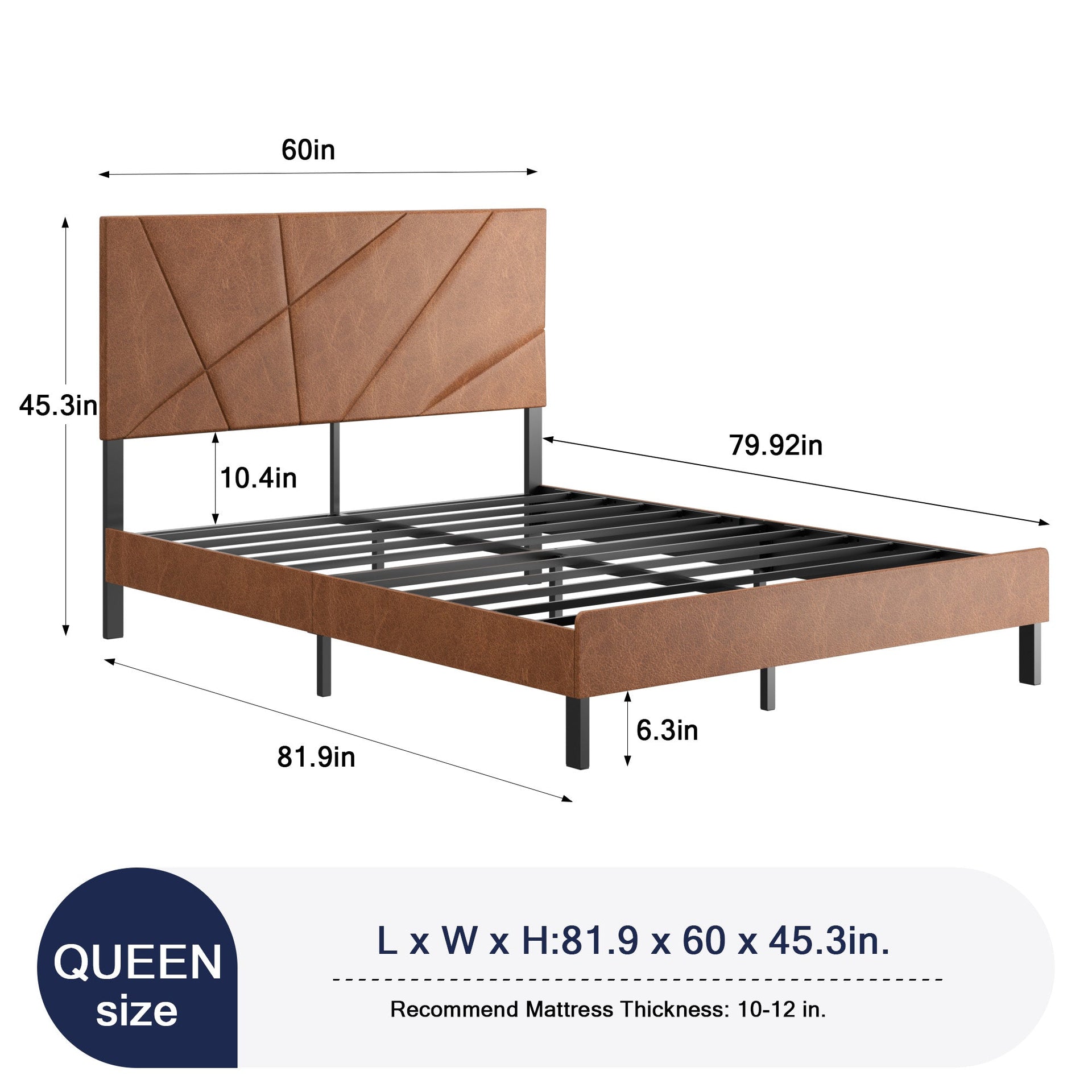 Queen Size Metal Bed Frame with Under-Bed Storage