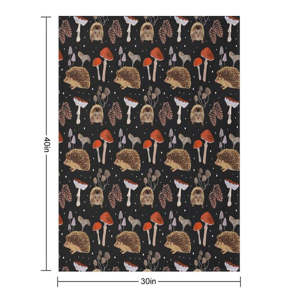 Hedgehogs And Mushrooms Throw Blanket