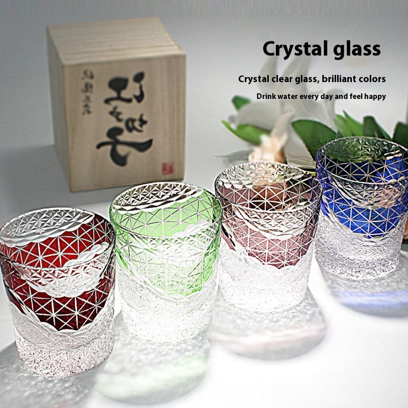 Edo Kiriko Japanese Handmade Cut Glass Cup – Single or Set of 4