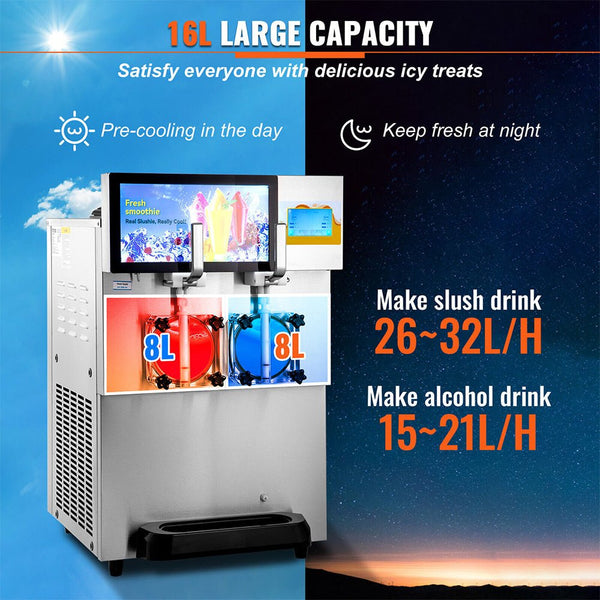 16L Commercial Double Frozen Margarita Ice Slushie Drink Maker Machine, 1155W (SAK95281)
