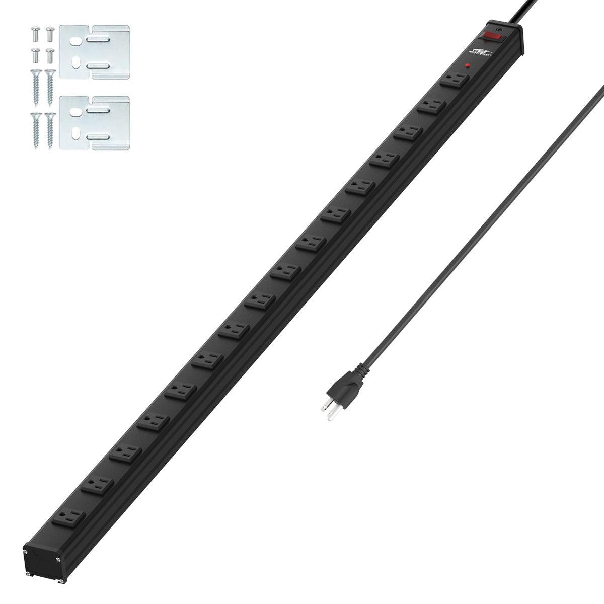 16-Outlet Metal Power Strip Surge Protector, 1800 Joules, 2.6