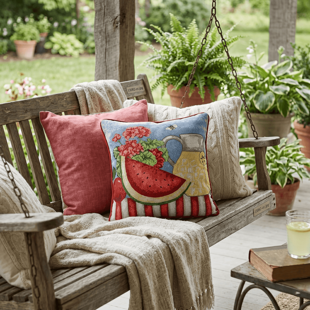 Tache Fruity Drinks Watermelon Lemonade Woven Tapestry Accent Throw Pillow Cover (13082CC)
