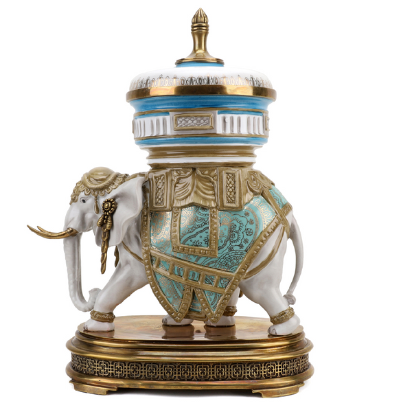 Elephant Statue With Lidded Box And Bronze Ormolu