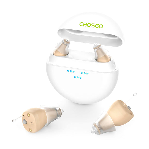 CHOSGO K419R Rechargeable Digital Mini CIC Hearing Aids | Invisible OTC FDA-Registered (Pair)