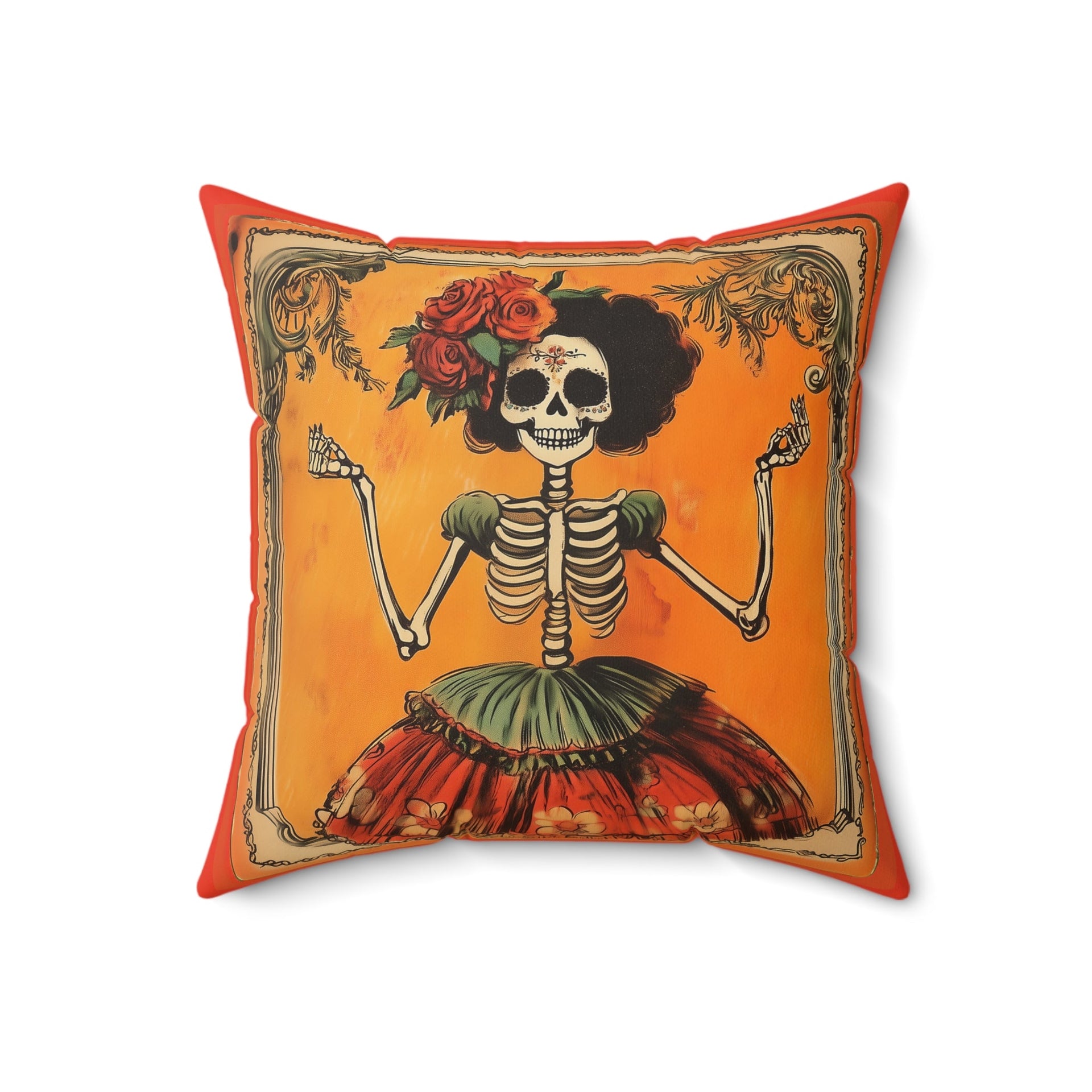 Microsuede Cushion / Dia de los Muertos Art / Skeleton 3 /