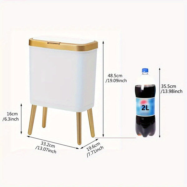 15L Slim Trash Can with Lid Odor Sealing Bathroom Kitchen Bin