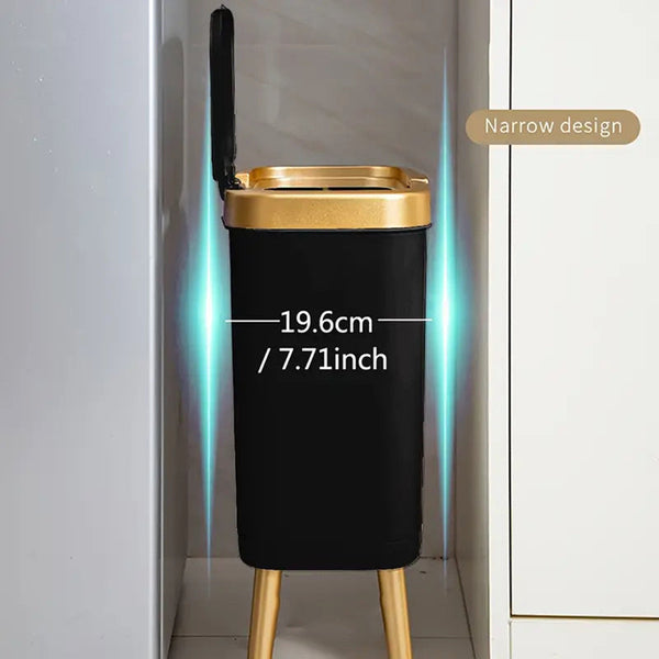 15L Slim Trash Can with Lid Odor Sealing Bathroom Kitchen Bin