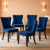 Blue Velvet Upholstered Dining Chairs Set Of 6 Studded - Blue / set of 6