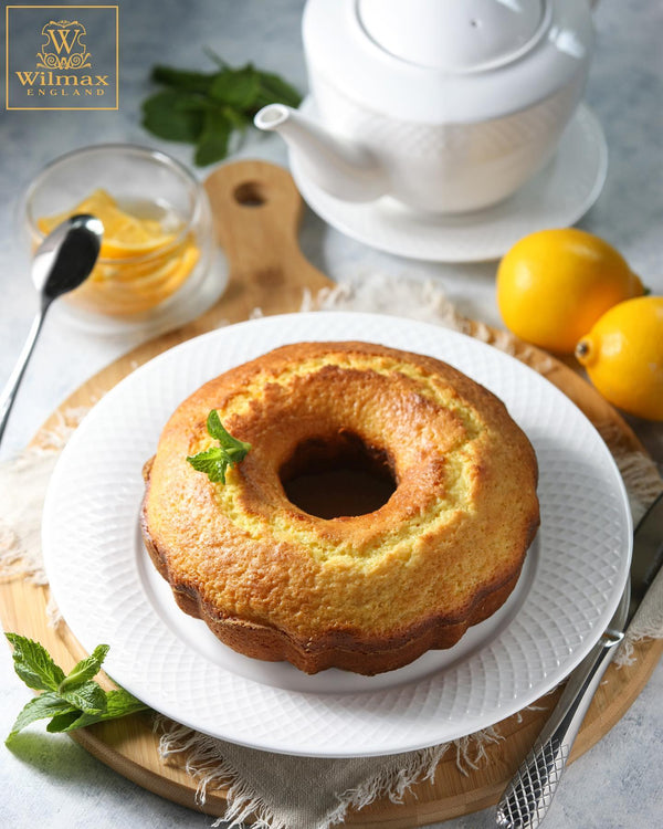 White Dessert Plate With Embossed Wide Rim 8