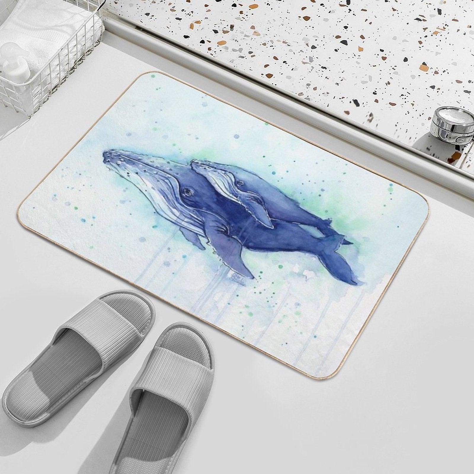 Humpback Whale Mom And Baby Painting Bath Mat