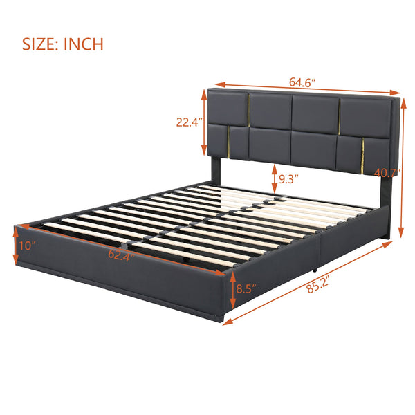 2-Pieces Bedroom Sets, Queen Size Upholstered Platform Bed with Hydraulic Storage System BLAKHOM
