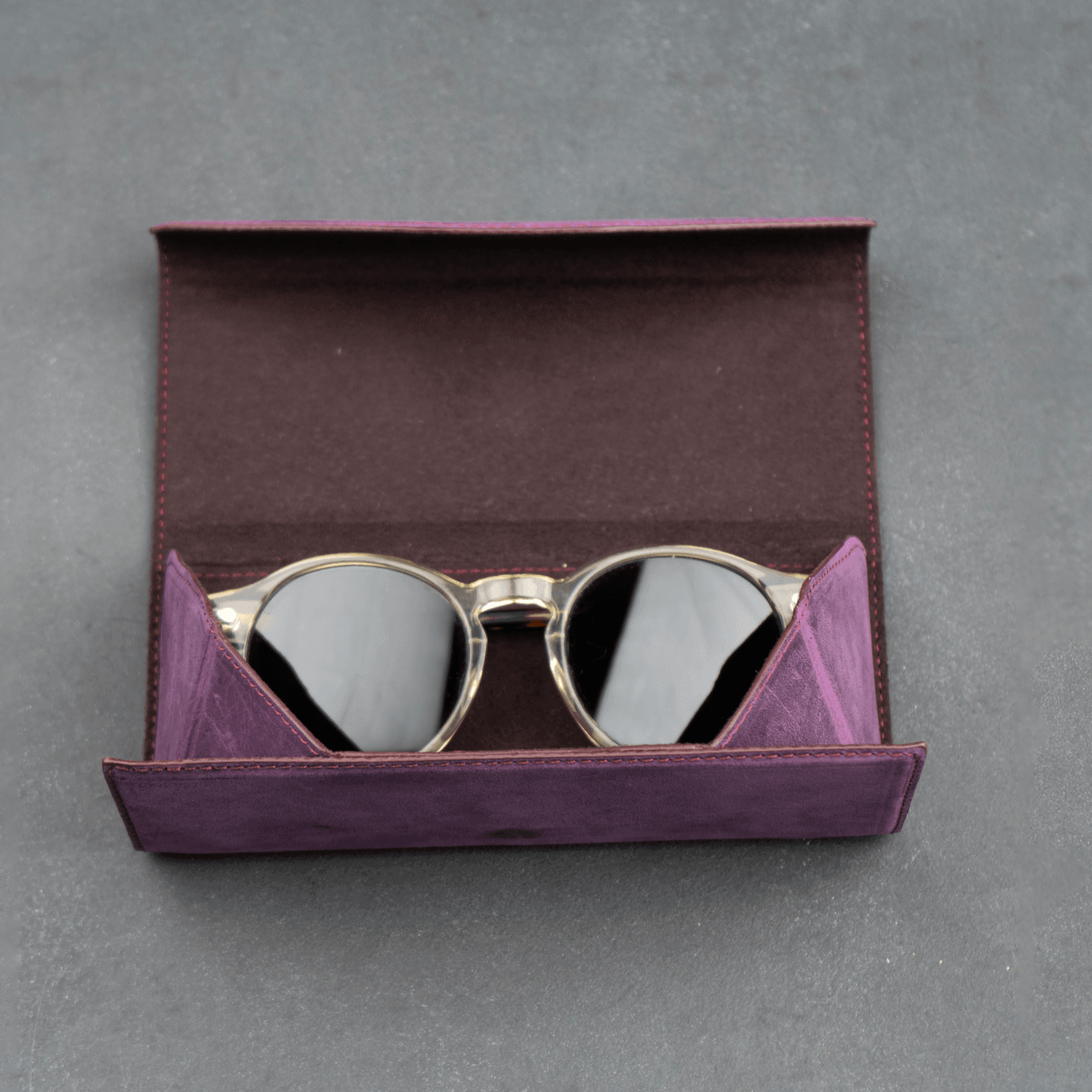 Luxury Leather Sunglasses Case - Purple - Louisville