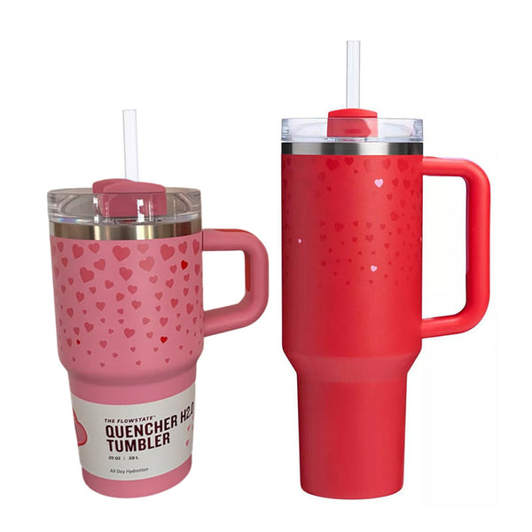 Valentine's Day - themed 5D - patterned love - heart thermos cup with cold - keeping function, made of 304 stainless steel