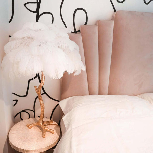 Ostrich Feather Table Lamp