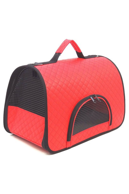 Quilted Faux Leather Tunnel Shape Pet Carrier Bag
