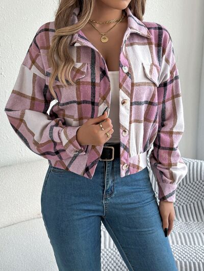 Classic Plaid Button Up Long Sleeve Jacket Women Cozy Trendy Everyday Wear Simple Jacket