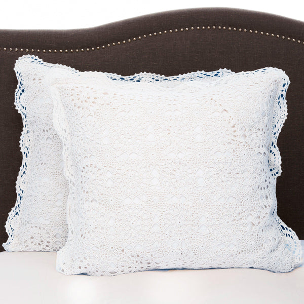 Hand Made Crochet Cotton Pillow Sham Pairs
