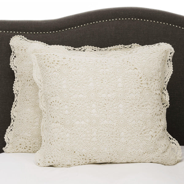 Hand Made Crochet Cotton Pillow Sham Pairs