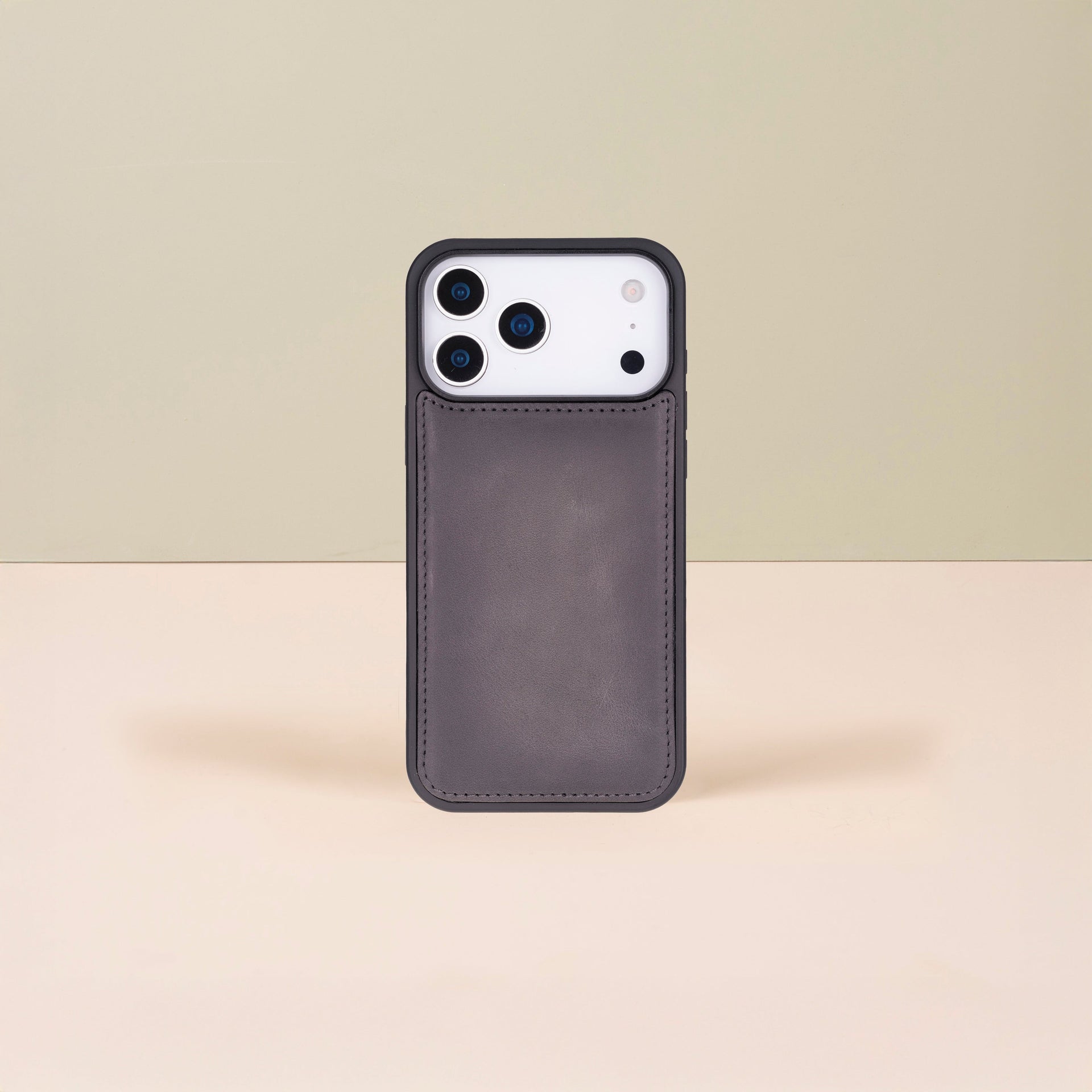 Leather iPhone 17 Pro Wallet Case – Gray - Austin