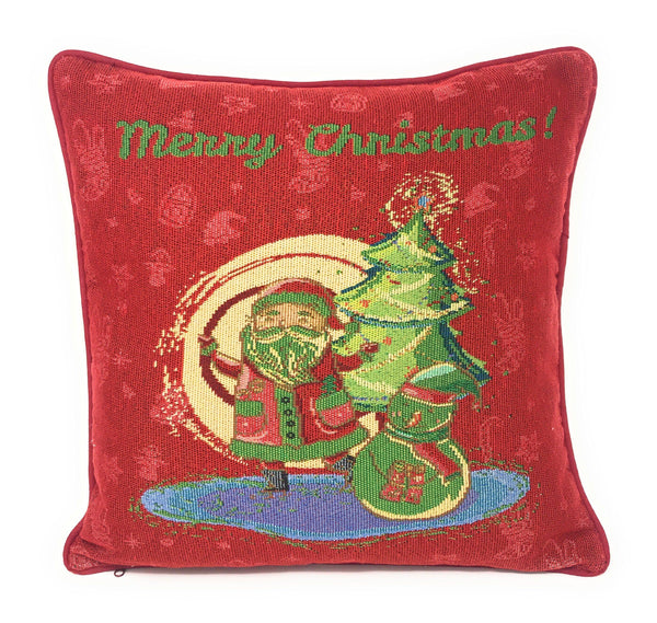 DaDa Bedding Set of 4 Pieces - Magical Santa Snowman Gingerbread Christmas Holiday Tapestry Throw Pillow Covers Bundle Pack - 16