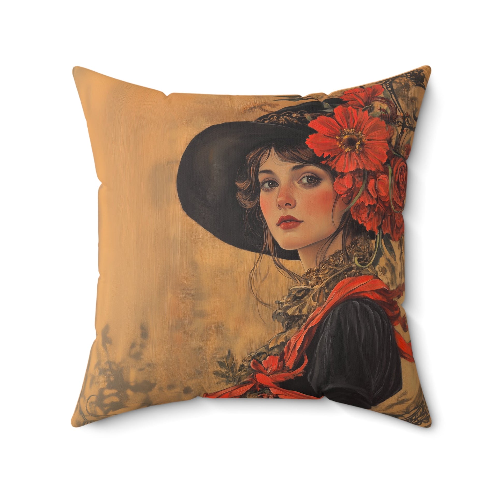 Microsuede Cushion / Autumn Fall Art / Woman - Amelia /